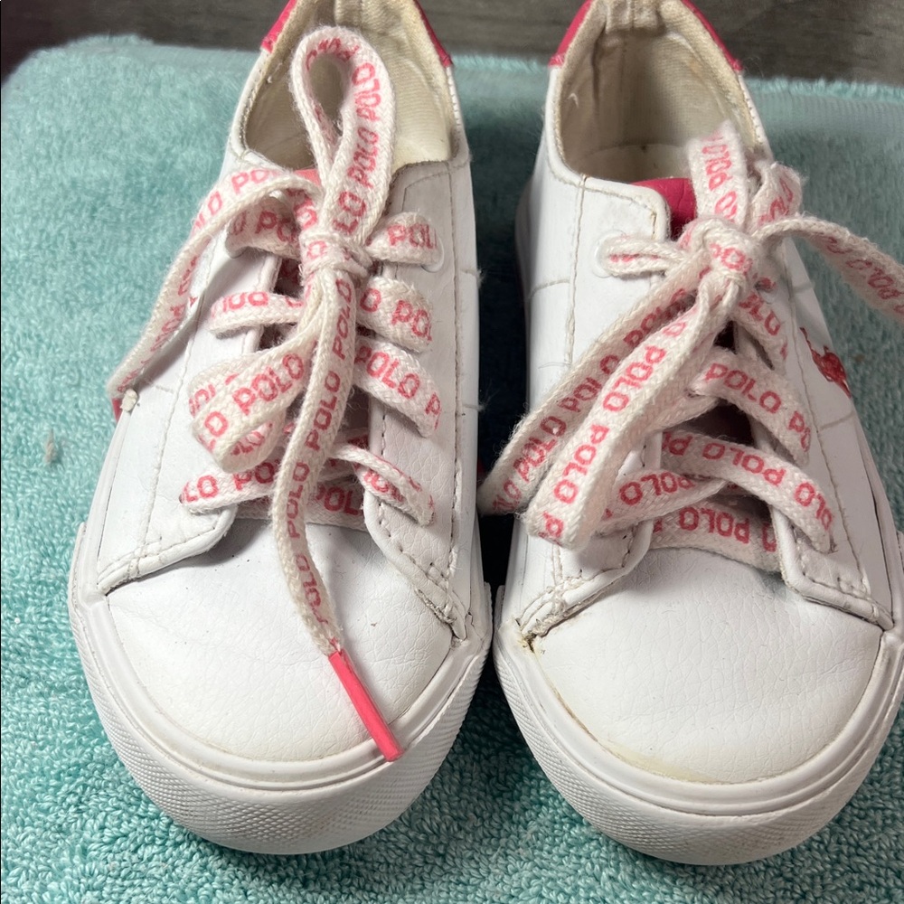 Polo by Ralph Lauren girls White and Pink Sneakers size 8